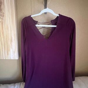 Express Deep Purple Top with Crisscross Design